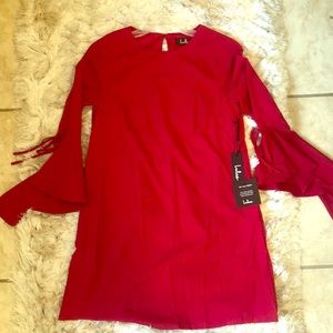 Red Bell Sleeve Dress from Lulus XS New with tags
